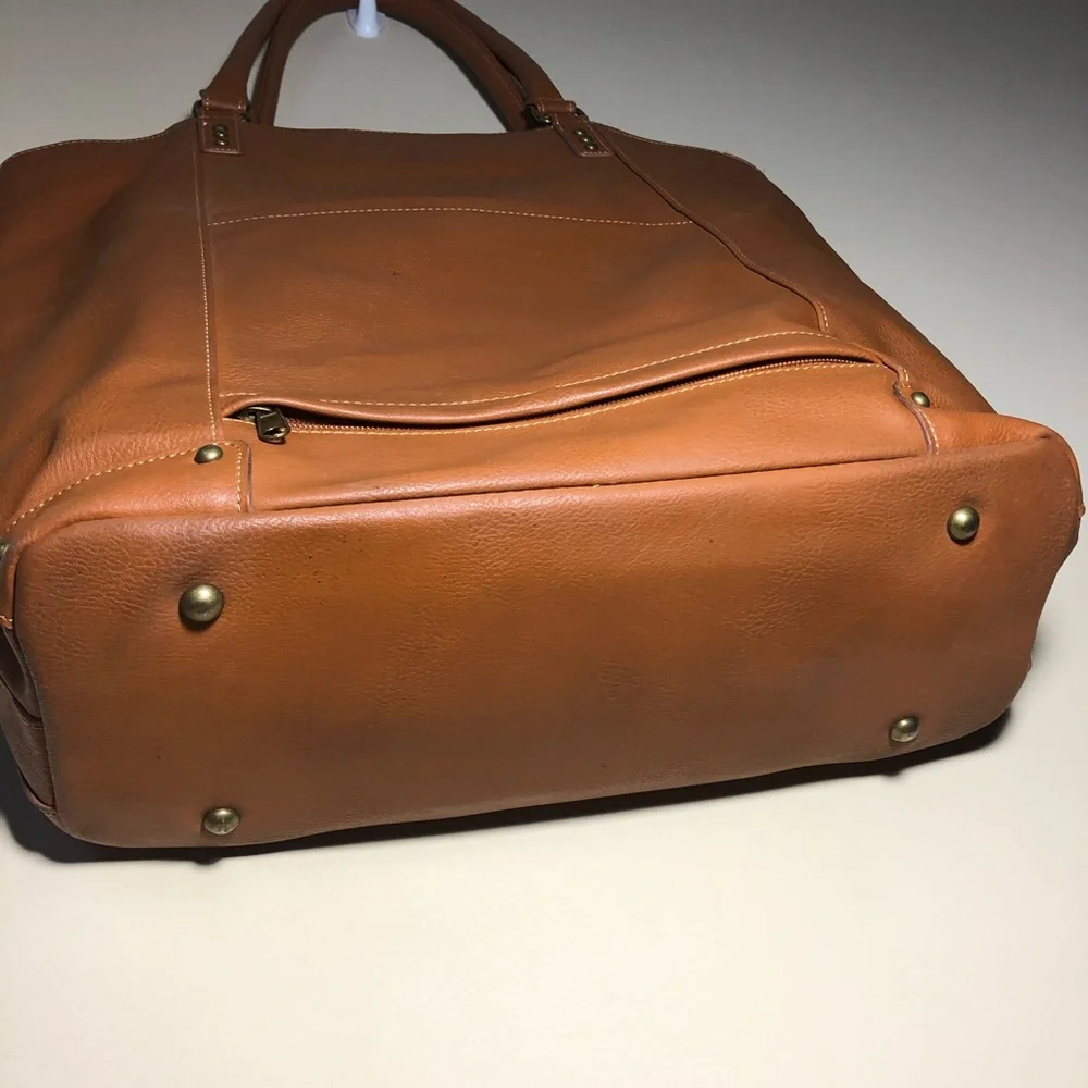 solo Brown Leather-Look Laptop Tote Bag